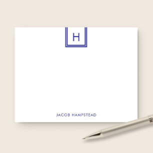 Carte De Correspondance Boîte à monogramme Papeterie bleu marine minimalis
