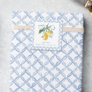 Carte De Correspondance Boîtier Cadeau Aquarelle bleu Bow Lemons