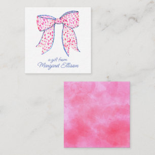 Carte De Correspondance Boîtier Cadeau Aquarelle Pink Poka Dot Bow