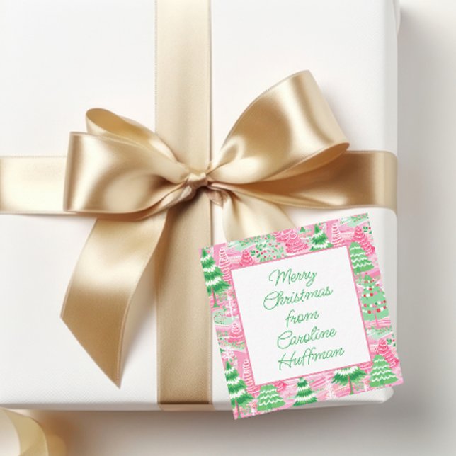Carte De Correspondance Boîtier cadeau de Noël rose et vert (Créateur téléchargé)
