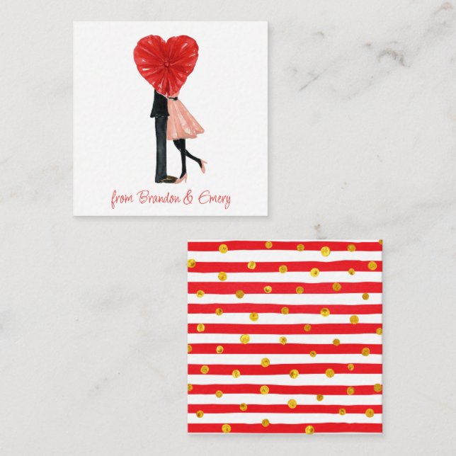 Carte De Correspondance Boîtier Cadeau Fille Couple Aquarelle (Devant / Derrière)