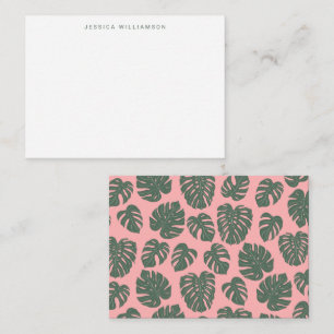 Carte De Correspondance Boîtier cadeau personnalisé rose Monstera Tropical