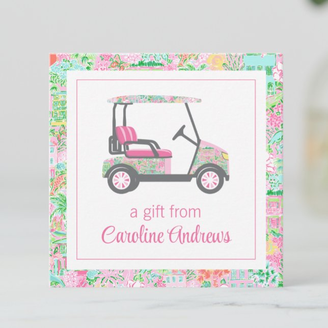 Carte De Correspondance Boîtier cadeau Pink & Green Palm Beach Golf Part (Créateur téléchargé)