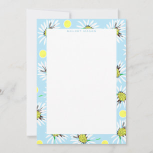 Carte De Correspondance Bold Daisies Pastel Blue Yellow Nom personnalisé