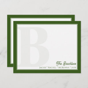 Carte De Correspondance Bold Monogram Forest Green Family Stery