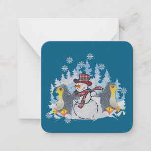 Carte De Correspondance Bonhomme de neige avec des manchots