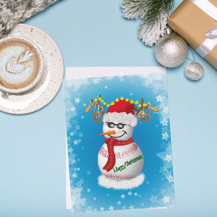 Carte De Correspondance Bonhomme de neige de baseball décoré avec des snac