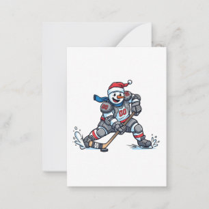 Carte De Correspondance Bonhomme de neige Hockey sur glace Noël 2026 Fêtes
