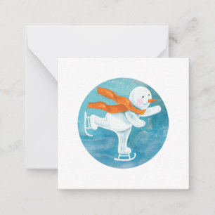Carte De Correspondance Bonhomme de neige patineur