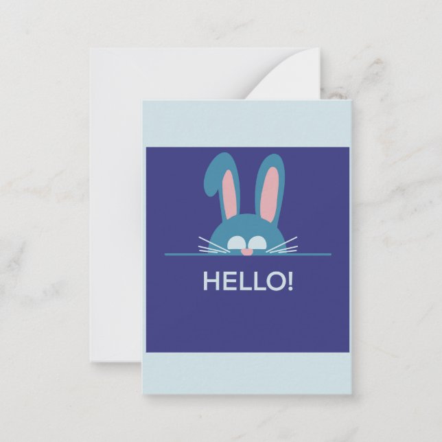 Carte De Correspondance Bonjour bleu Lapin de Pâques (Devant)
