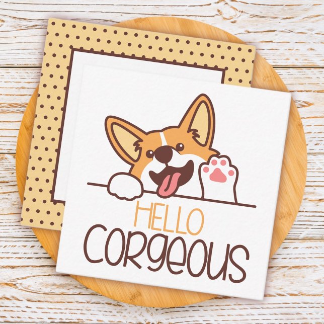 Carte De Correspondance Bonjour Corgi Chien (Créateur téléchargé)