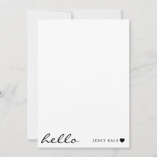 Carte De Correspondance Bonjour minimal blanc   Design de cœur moderne et 