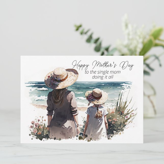 Carte De Correspondance Bonne fête des mères à la mère célibataire (Debout devant)