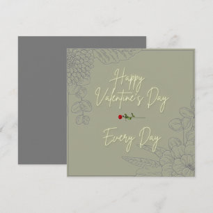 Carte De Correspondance Bonne Valentine's Flowers Grey Embossed Rose rouge