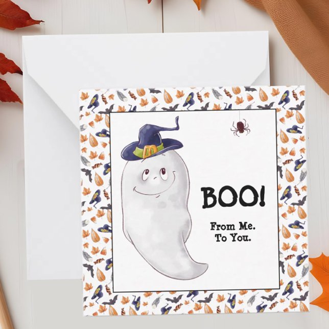 Carte De Correspondance Boo de moi à vous Client Halloween (Halloween Pop By notecard for Real Estate)