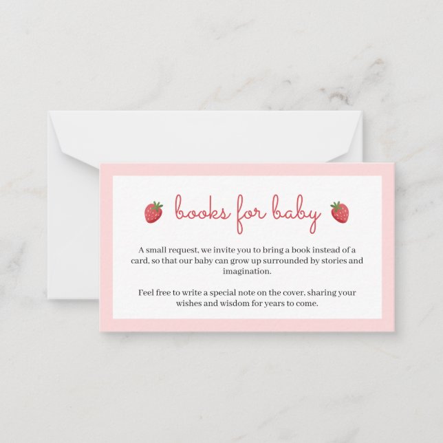 Carte De Correspondance Books for Baby Strawberry Baby Shower Card (Devant)