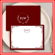 Bordeaux et Blanc | Monogramme des initiales moder