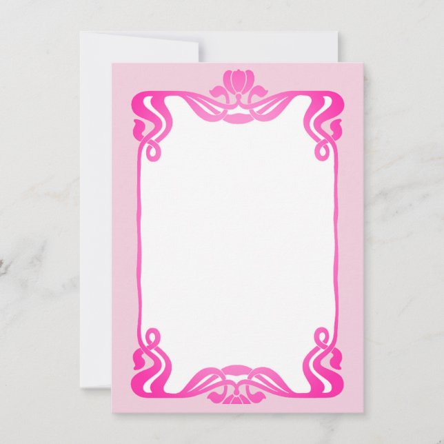 Carte De Correspondance Bordure Art Nouveau rose (Devant)