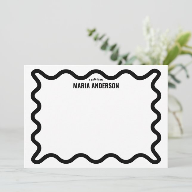 Carte De Correspondance Bordure Black Wavy personnalisée (Debout devant)