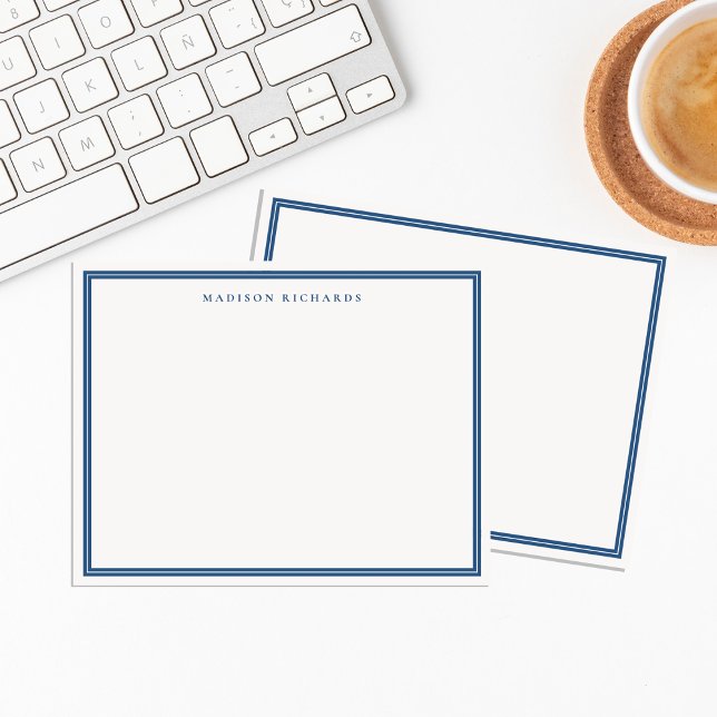 Carte De Correspondance Bordure bleu marine de base personnalisée (Créateur téléchargé)