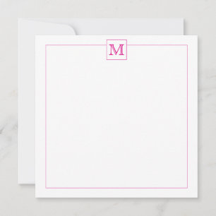 Carte De Correspondance Bordure Carré simple Magenta Initial Monogramme