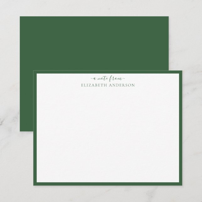 Carte De Correspondance Bordure classique Hunter Green (Devant / Derrière)