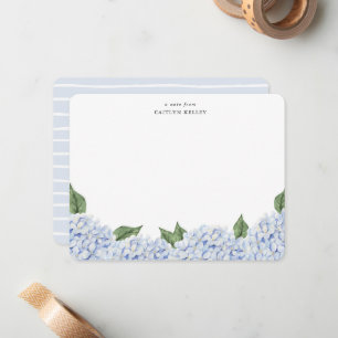 Carte De Correspondance Bordure d'aquarelle bleu Hydrangea avec traits, pe