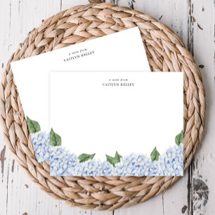 Carte De Correspondance Bordure d'aquarelle Blue Hydrangea, personnalisée