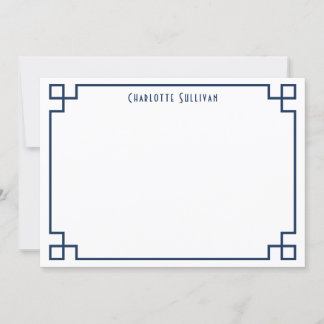 Carte De Correspondance Bordure de clé grecque bleu marine Stationery pers