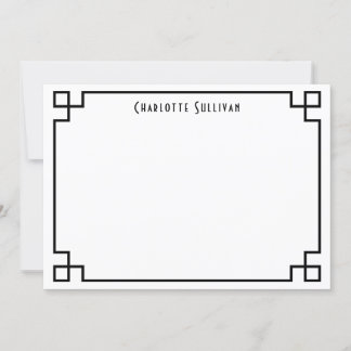 Carte De Correspondance Bordure de clé grecque noire Papier à lettres pers
