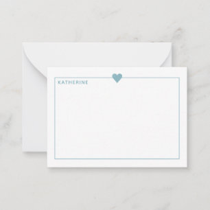Carte De Correspondance Bordure de coeur bleu clair simple personnalisée