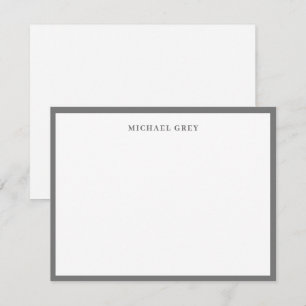 Carte De Correspondance Bordure de nom gris minimaliste élégant plat