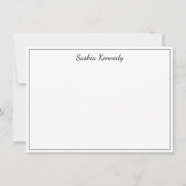 Carte De Correspondance Bordure de script noir élégant personnalisée (Devant)