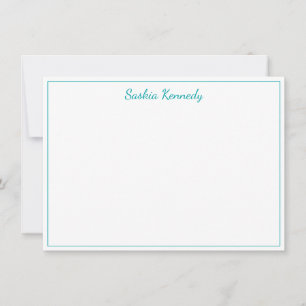 Carte De Correspondance Bordure de script Turquoise élégante personnalisée