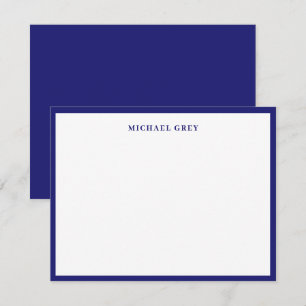Carte De Correspondance Bordure élégante bleu minuit à monogramme