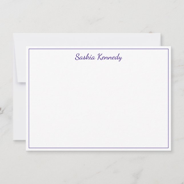 Carte De Correspondance Bordure élégante de script violet personnalisée (Devant)