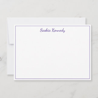Carte De Correspondance Bordure élégante de script violet personnalisée