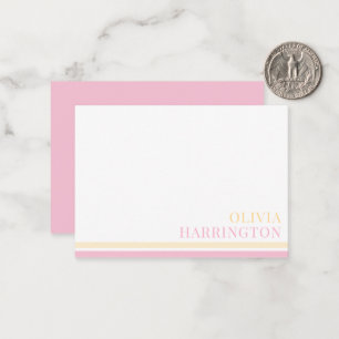 Carte De Correspondance Bordure en bande rose jaune pastel chic
