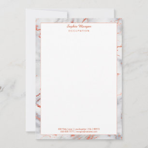 Carte De Correspondance Bordure en marbre or rose et blanc, nom info