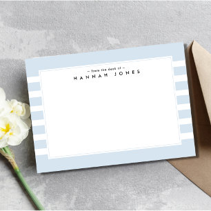 Carte De Correspondance Bordure en poudre moderne bleu blanc rayé