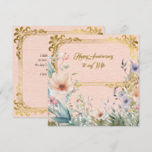 Carte De Correspondance Bordure fleur de Printemps de Paix avec cadre or
