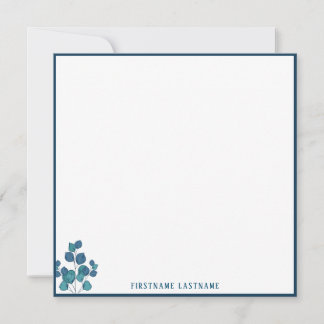 Carte De Correspondance Bordure florale bleu simple
