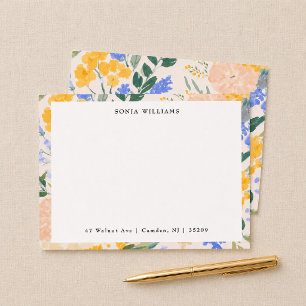 Carte De Correspondance Bordure florale élégante à l'aquarelle