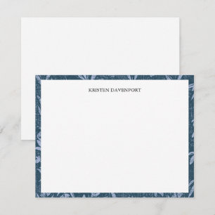 Carte De Correspondance Bordure florale élégante aquarelle bleue Chic Plat