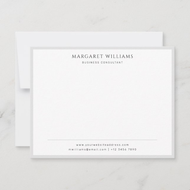 Carte De Correspondance Bordure grise solide simple Professionnel des affa (Devant)