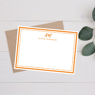 Carte De Correspondance Bordure mince et épaisse simple Monogramme