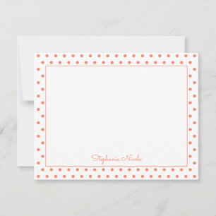 Carte De Correspondance Bordure mince personnalisée simple Polka Dot Orang