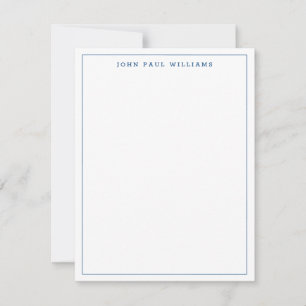 Carte De Correspondance Bordure mince simple minimaliste moderne bleu mari