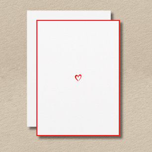 Carte De Correspondance Bordure minimale rouge néon Petit cœur sans texte