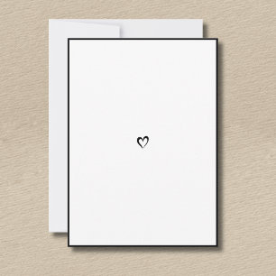 Carte De Correspondance Bordure minimaliste noire Petit cœur sans texte